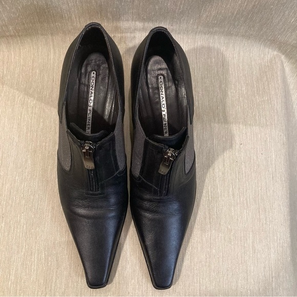 DONALD PLINER Sz 7.5N Pointy Black and Metallic Witchcore Heels Zipper Shoes - Picture 3 of 11